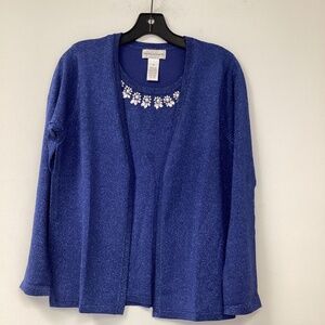 Great-2Fer sweater glitter metallic n pearls embroidered